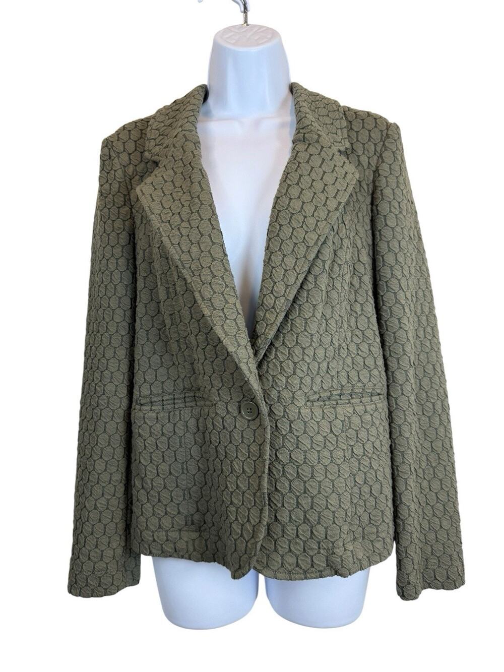 Anthropologie Porridge Jacket Womens Small Olive Green Texture Knit Blazer - Picture 2 of 13